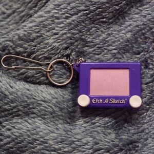 Vintage Etch A Sketch Mini Keychain - Purple with Pink Screen